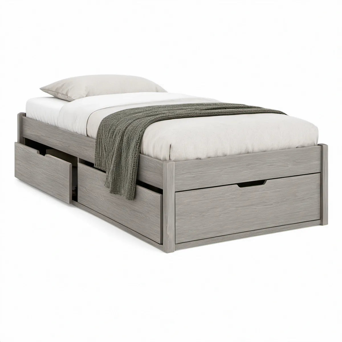 Gray Twin Storage Bed Frame with 3 Drawers, 78 x 42 x 35 in